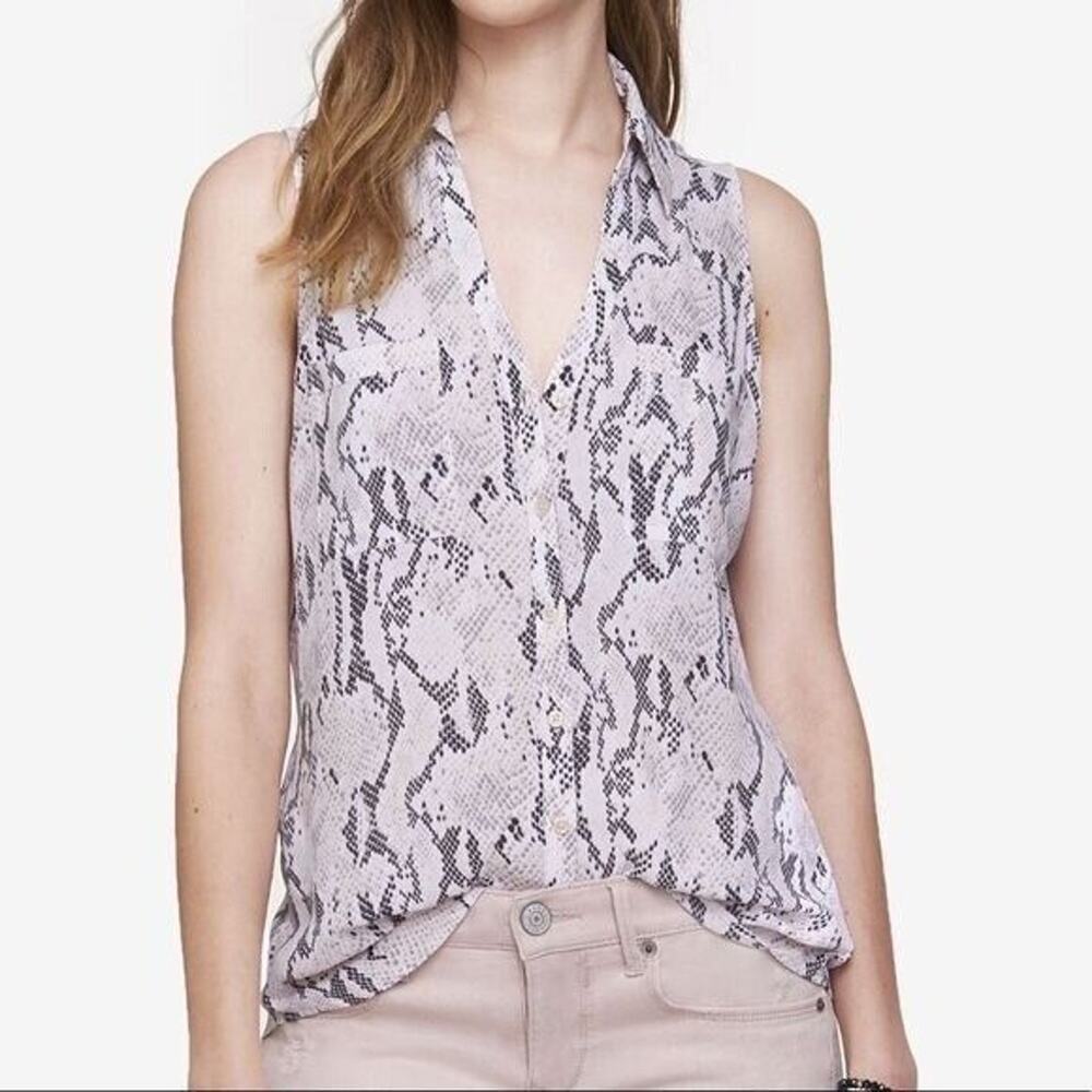 Express Womens Portofino Snakeskin Sleeveless Blouse Size S Career Corp Mob Wife